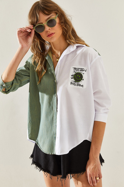 Női fehér hímzett oversize ing 4487 60251334