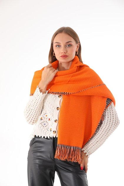 Double Sided Soft Textured Orange Shawl Scarf