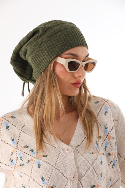 Women's Stringed Khaki Beret