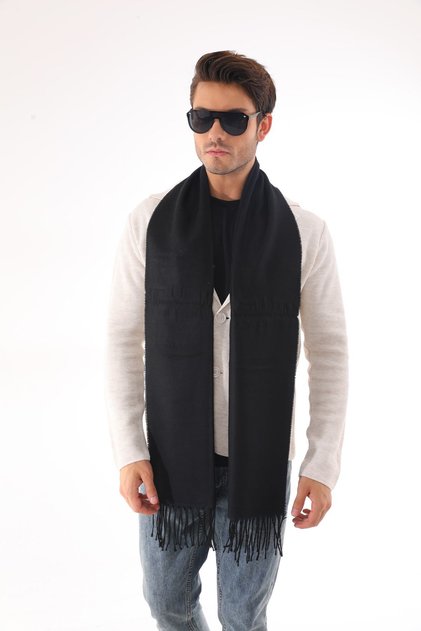 Men's Plain Navy Blue Scarf