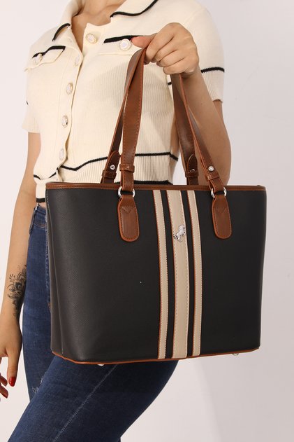 Miami Polo 1370 Women's Shoulder Bag Handbag Shoulder Bag Black-Mink