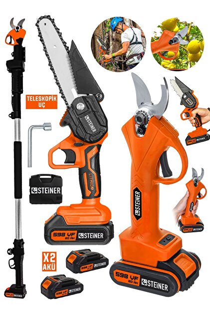 STEİNER Alman 598 Vf 20 Ah 2 Li Set 2 Akülü Şarjlı Ağaç Dal Kesme