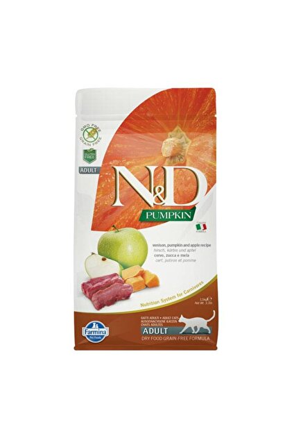 N & D Pumpkin Balkabaklı Geyikli Elmalı Tahılsız Yetişkin Kedi