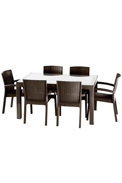 Violet Rattan 90x150 Trend Lüx 6 Kişilik Masa Takımı