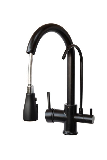 Spiral Kitchen Faucet with Water Filter, Black