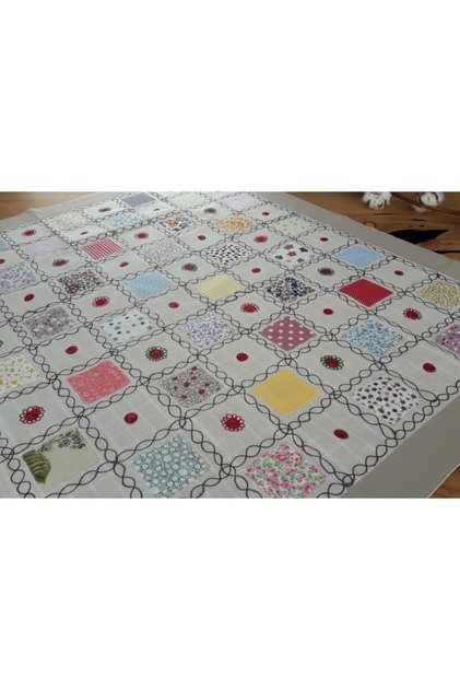 Home's Coffee Patchwork Embroidered Natural Fireplace