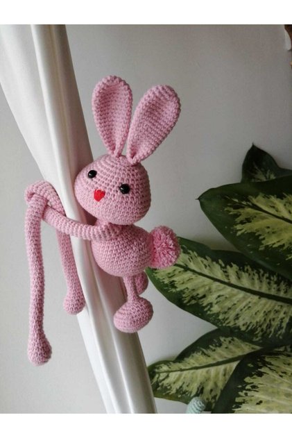Amigurumi Pembe Perde Tutucu Tavşan