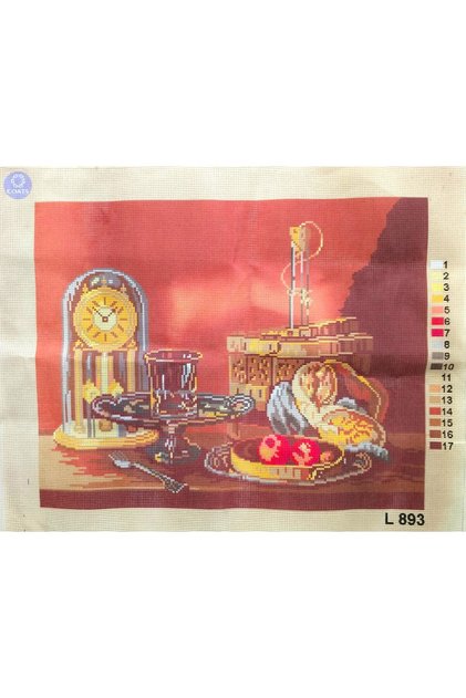 50x40 cm Baskılı Işlenmemiş İpleri Dahil Goblen Mutfak Çay Saati Temalı L893