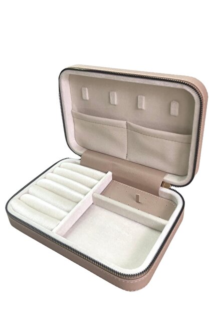 Zippered Faux Leather (with Wooden Case) Large Size Jewelry, Travel and Jewelry Case, Box Mink (14X21)
