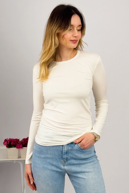 Women's Long Sleeve Crew Neck Body Ecru 1 Piece