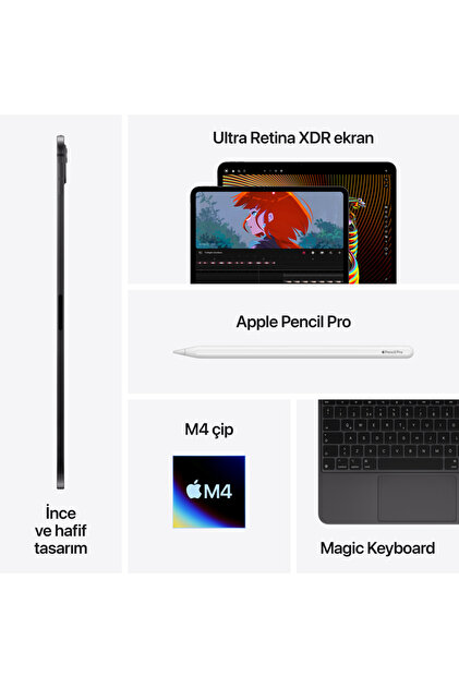 Apple iPad Pro M4 13 inç Wi-Fi + Cellular 256GB Standard Cam