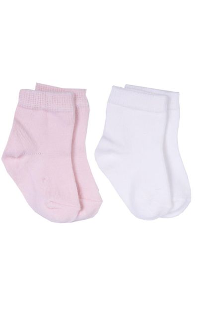 kitikate Kız Bebek Beyaz Pembe Organik Basic 2li Çorap 95675 - 2