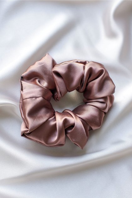 Copper Color Satin Hair Rubber Buckle Brown