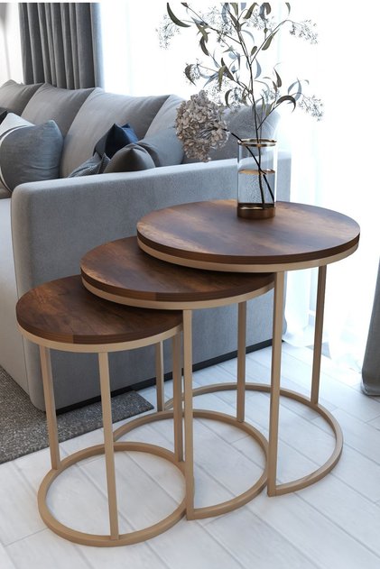 3lü Lüx C Zigon Sehpa Capicino Ceviz