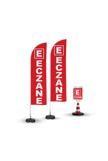 Eczane Temalı 2 Adet Yelken Bayrak,1 Adet Reklam Duba Paketi