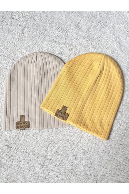 Baby Boy 2-Piece Combed Cotton Beanie Set / Newborn Baby Hat / Baby Boy Gift