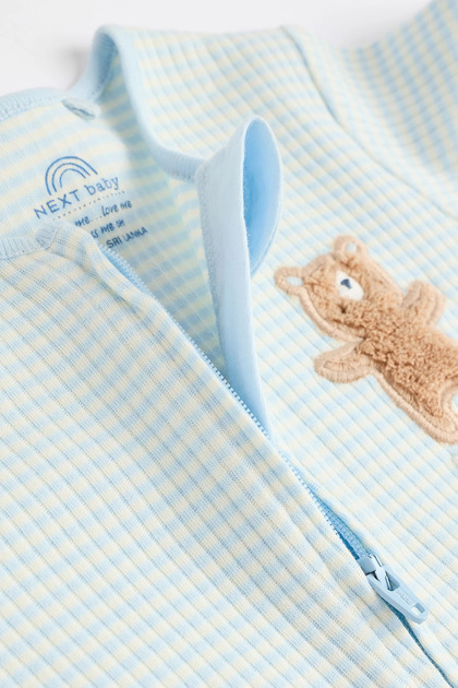 Next Baby 100 % Bio-Baumwolle, blauer Brenmuster-Schlafsack ohne Fe,  3-teilig, ALY01347- Trendyol