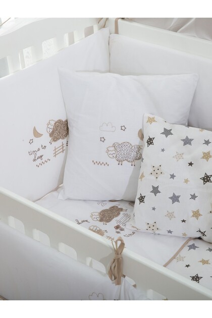 Lamb Embroidered Cotton Baby Sleeping Set 60X120 cm