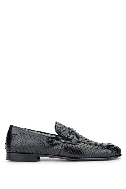 Men's Genuine Leather Black Loafer Shoes