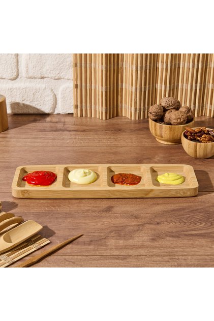 Ganberi 4-Compartment Sauce Bowl - Brown - 33 cm