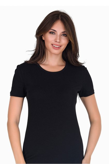 Women's Crew Neck Basic T-Shirt Black Color Tsr1005