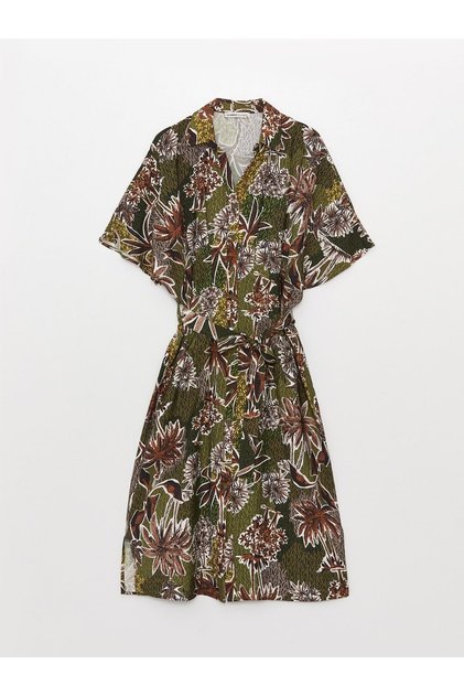 Lcwaikiki Classic Patterned Short Sleeve Women's Shirt Dress (S3)