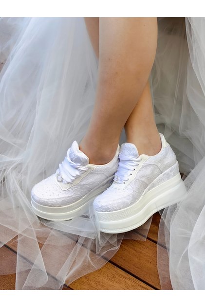 Bridal Wedge Heels 9cm Bridal Sports Shoes Extremely Comfortable White