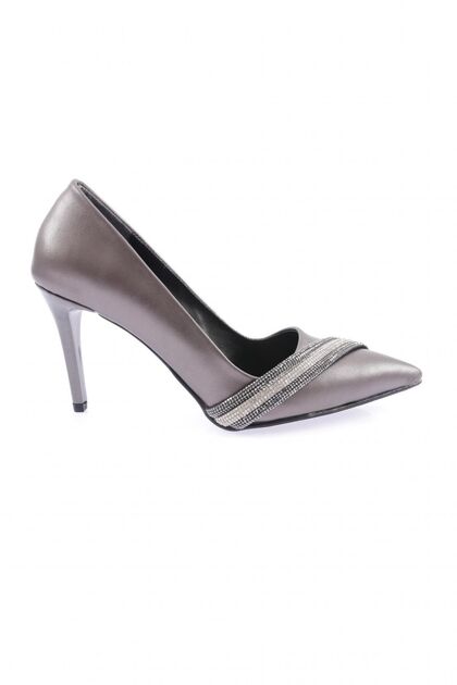 Ysf-05-23Y Women's Silver Stone Banded Evening Dress Shoes Platinum
