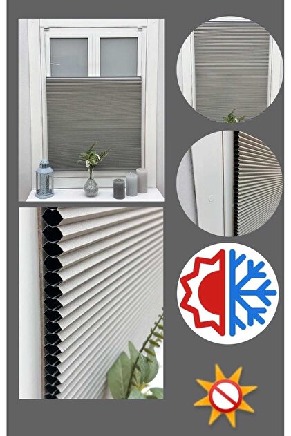 Honeycomb (BAL PETEĞİ) Açık Gri %100 Karartma Ve Isı Yalıtımlı Plise Perde
