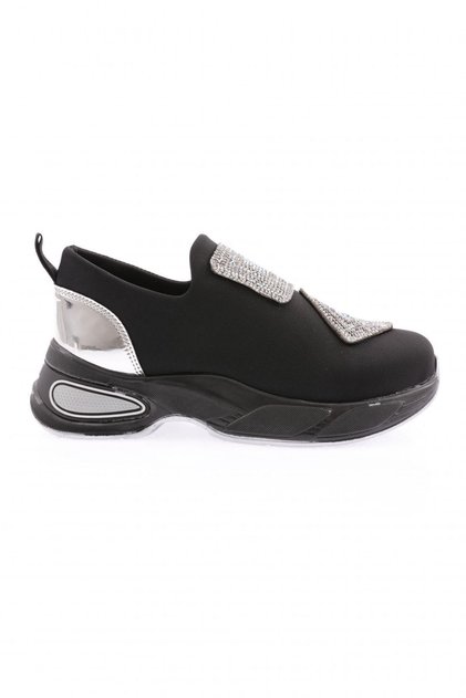 Women's Stretch Stone Motif Mega Thick Sole Sneakers Shoes Silver 237213116