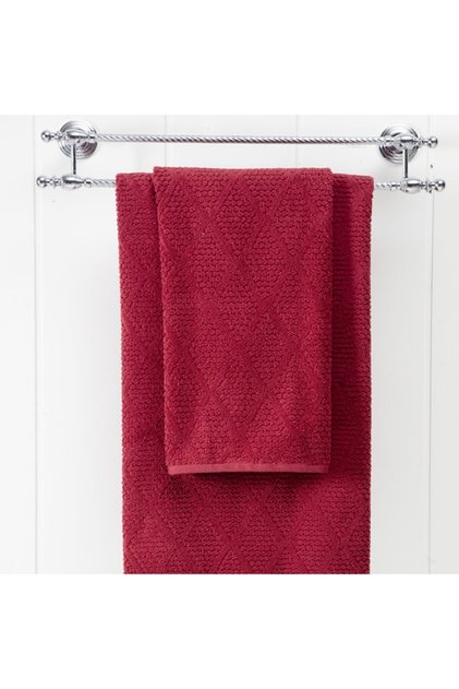 Baklava Jacquard Burgundy Towel Set, 100% Cotton, Bath Towel: 70*140, Head Towel 50*90 Cm