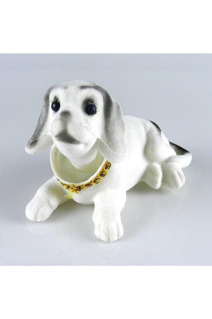 Head Shaking Dog Car Decoration White - 001234
