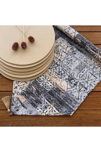 American Service, 6-Piece Light Brown Color Plate and Runner Cover Motif Set, New Collection