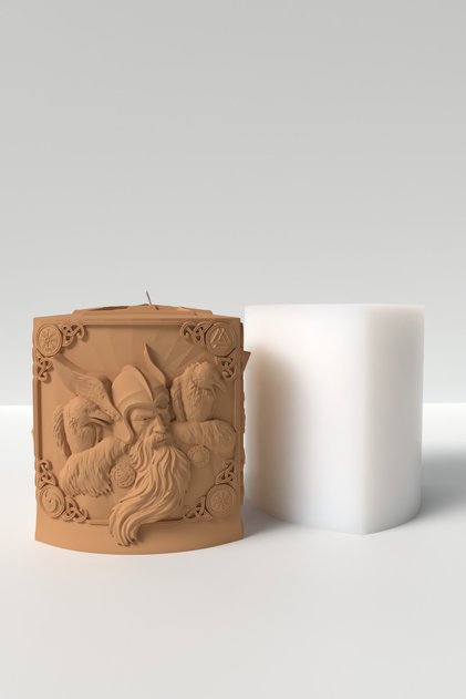 Büyük Savaş Tanrısı Odin Mum Silikon Kalıp 10 x 9.6 cm - Mitoloji Savaş Tanrısı Desenli Mum Kalıbı