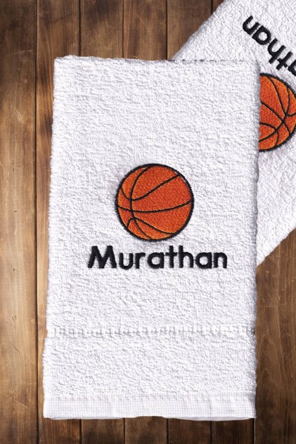 Kişiye Özel isimli Basketbol Topu Nakış işlemeli 30x50 Boyut - %100 Pamuklu El, Yüz, Mutfak Havlusu