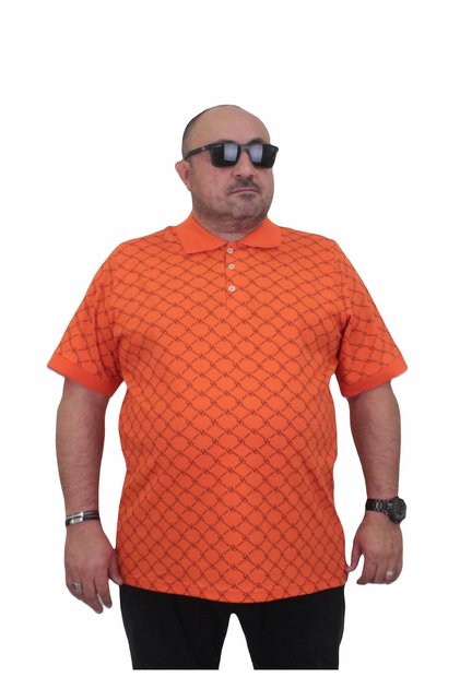 Men's Large Size Polo Collar T-Shirt Square 24452 Orange