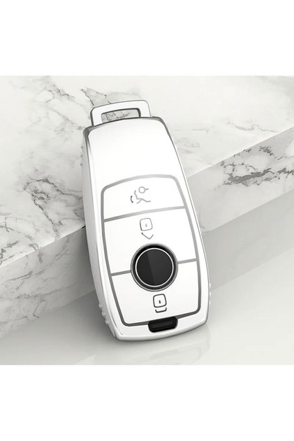 Mercedes Benz A C E S G GLC GLE GLA GLB key Case Cover White Silver Color