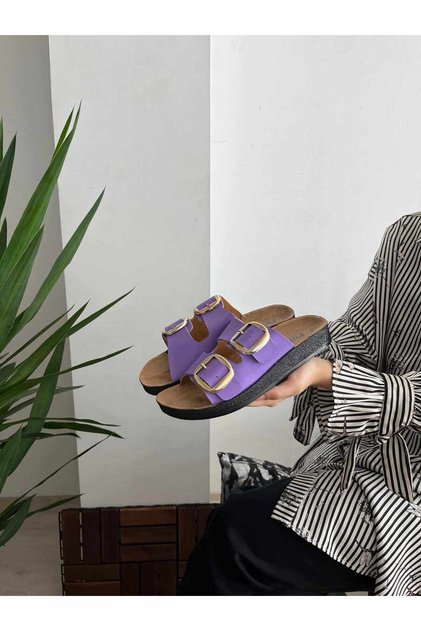 Women's New Season Wide Double Buckled Casual Comfortable Lightweight Stylish Everyday Guest Indoor Slipper