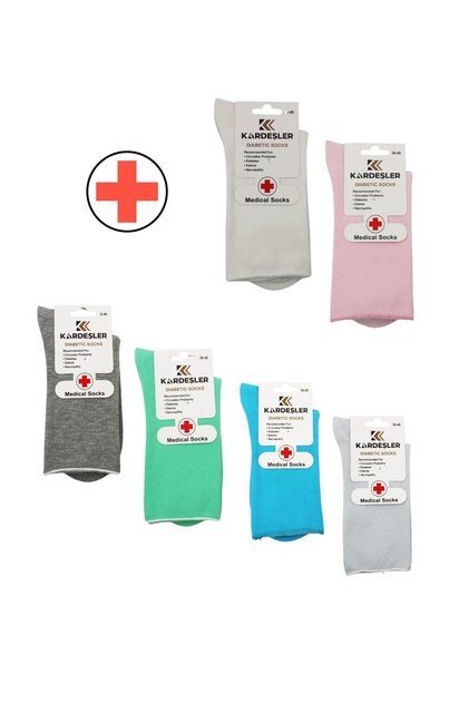 Women's Multicolor Socket Diabetic Sugar Socks Cotton Non-Squeezing Socks Pack of 6