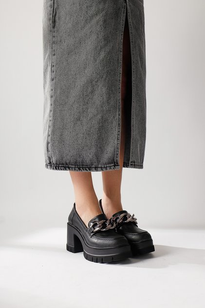 Chanpen Black Buckle Detailed Platform Women's Casual Shoes