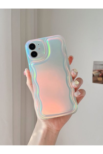 iPhone 11 Hologram Case with Zigzag Sides Matte Shockproof Silicone Back