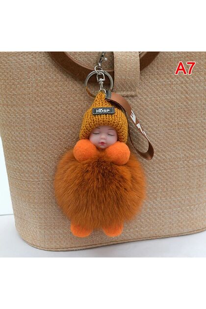 Mini Furry Keychain Doll 10cm Furry Fluffy Mustard