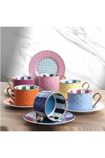 6-Piece Elite Polka Dot Coffee Cup