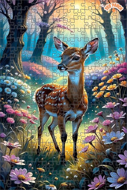 Ormanın Işıltılı Misafiri Dekoratif Çift Katlı Çerçeveli Asılabilir Ahşap Puzzle 250 PARÇA 30X30