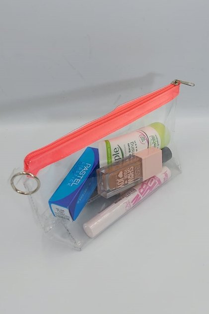 Orange, Transparent Triangle Makeup Bag