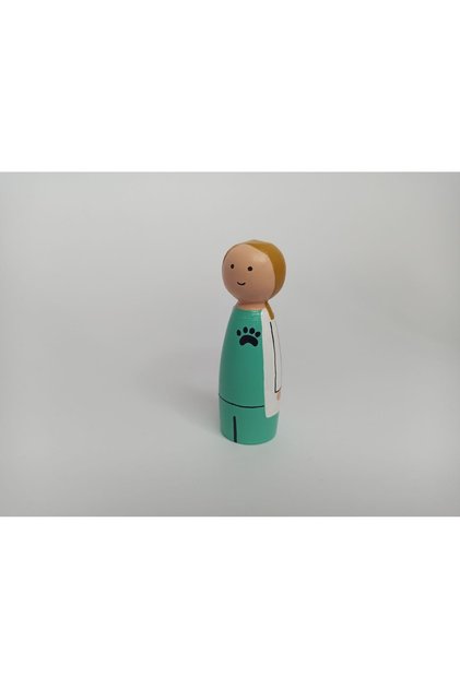 Wooden Dolls Professions Pegdolls Female Veterinarian Pegdoll