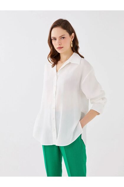 LCW Vision Düz Uzun Kollu Oversize Kadın Gömlek (S3)