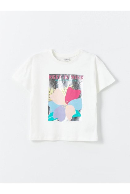 LCW Kids Crew Neck Printed Short Sleeve Girl's T-Shirt