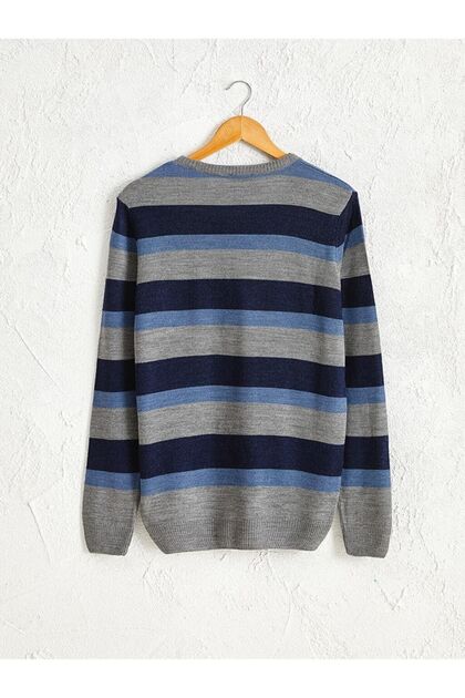 Lcwaikiki Classic Crew Neck Striped Slim Knit Sweater (0W)