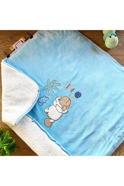 Kadife Kışlık Kalın Bebek Battaniye Içi Polar Kaplama Kuzu